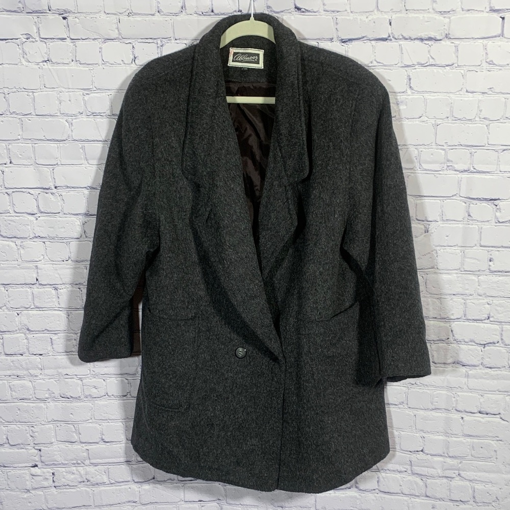 Abbmoor Womens Wool Mohair Blend Pea Coat Gray Size 16WP Preppy Corpcore Office